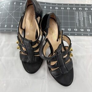 Coach Black High Heel Sandals with Goldtone Hardware Women’s size 6B